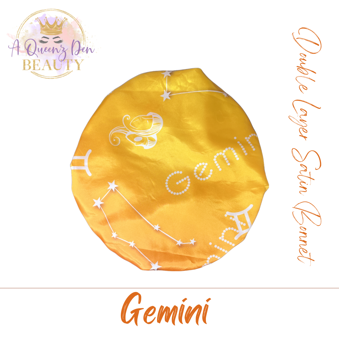 Zodiac Double Layer Satin Hair Bonnet Gemini