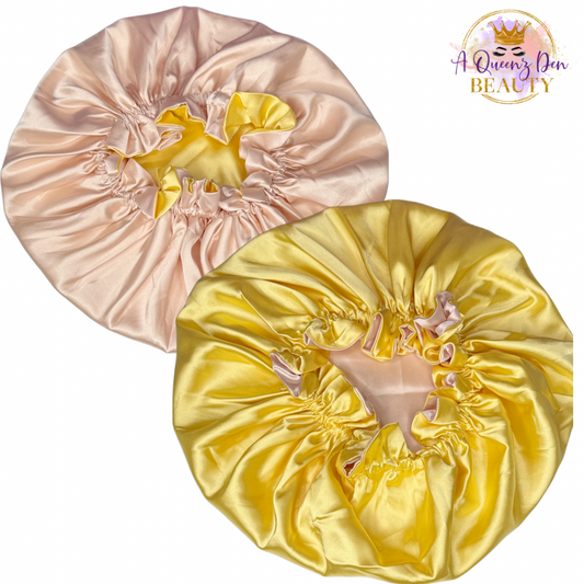 Adjustable Double Layer Reversible Bonnet for Natural, Curly, Loc'd Hair