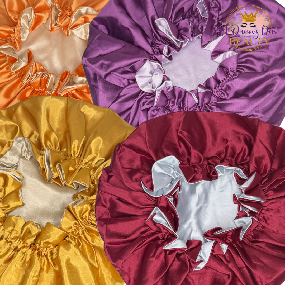 Adult Adjustable Double Layer Reversible Bonnet for Natural, Curly, Loc'd Hair-Multiple Colors Available