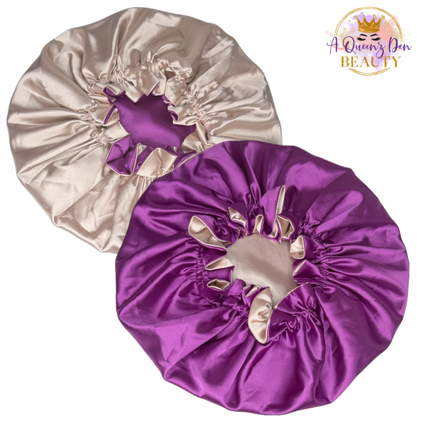 Adult Adjustable Double Layer Reversible Bonnet for Natural, Curly, Loc'd Hair