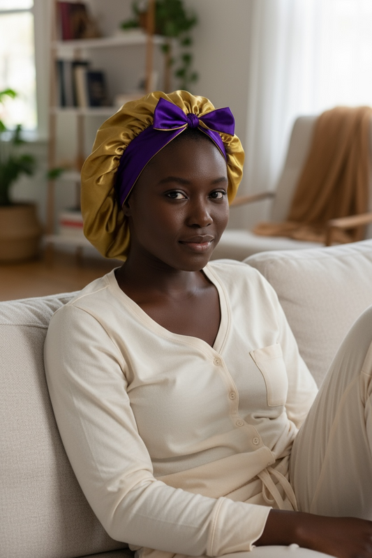 Adult Double Layer Satin Bonnet with Adjustable Ties