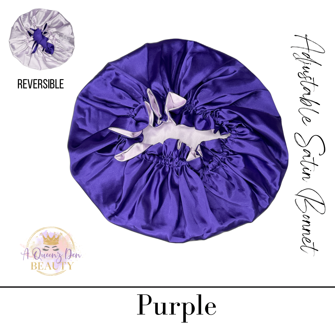 Adult Adjustable Double Layer Reversible Bonnet for Natural, Curly, Loc'd Hair