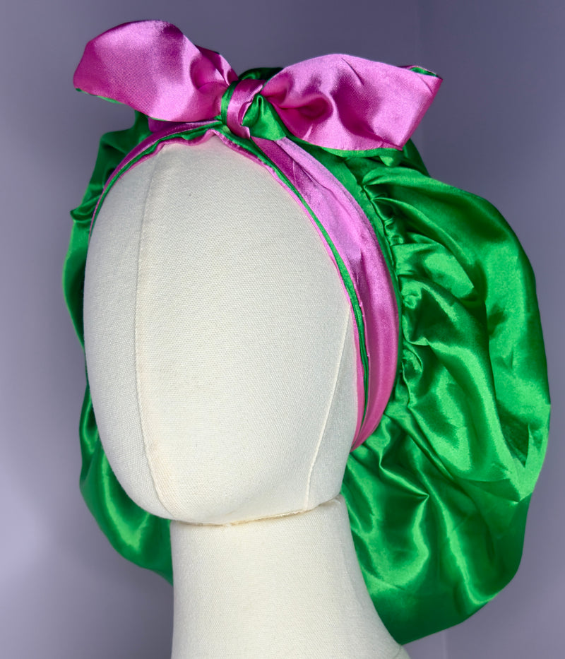 Adult Double Layer Satin Bonnet with Adjustable Ties