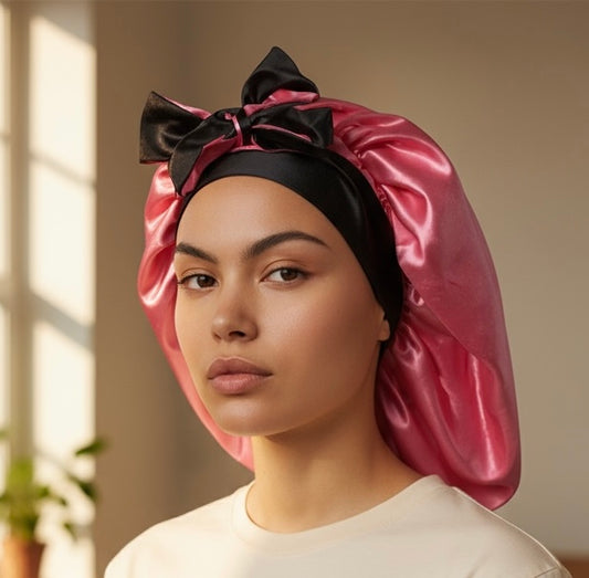 Adult Double Layer Satin Bonnet with Adjustable Ties