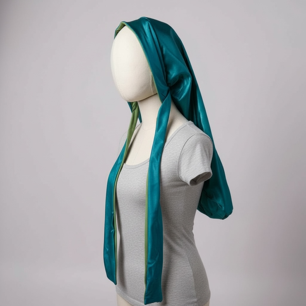 Long Adult Double Layer Satin Hair Bonnet with Adjustable Ties_Large Night Cap with Ties_Silky Satin Hair Bonnet for Women