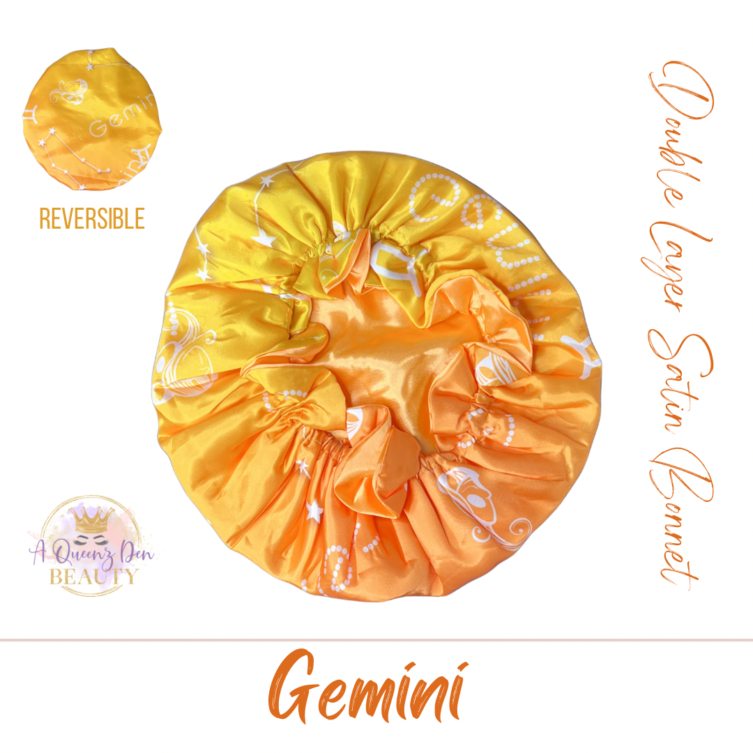 Zodiac Double Layer Satin Hair Bonnet Gemini