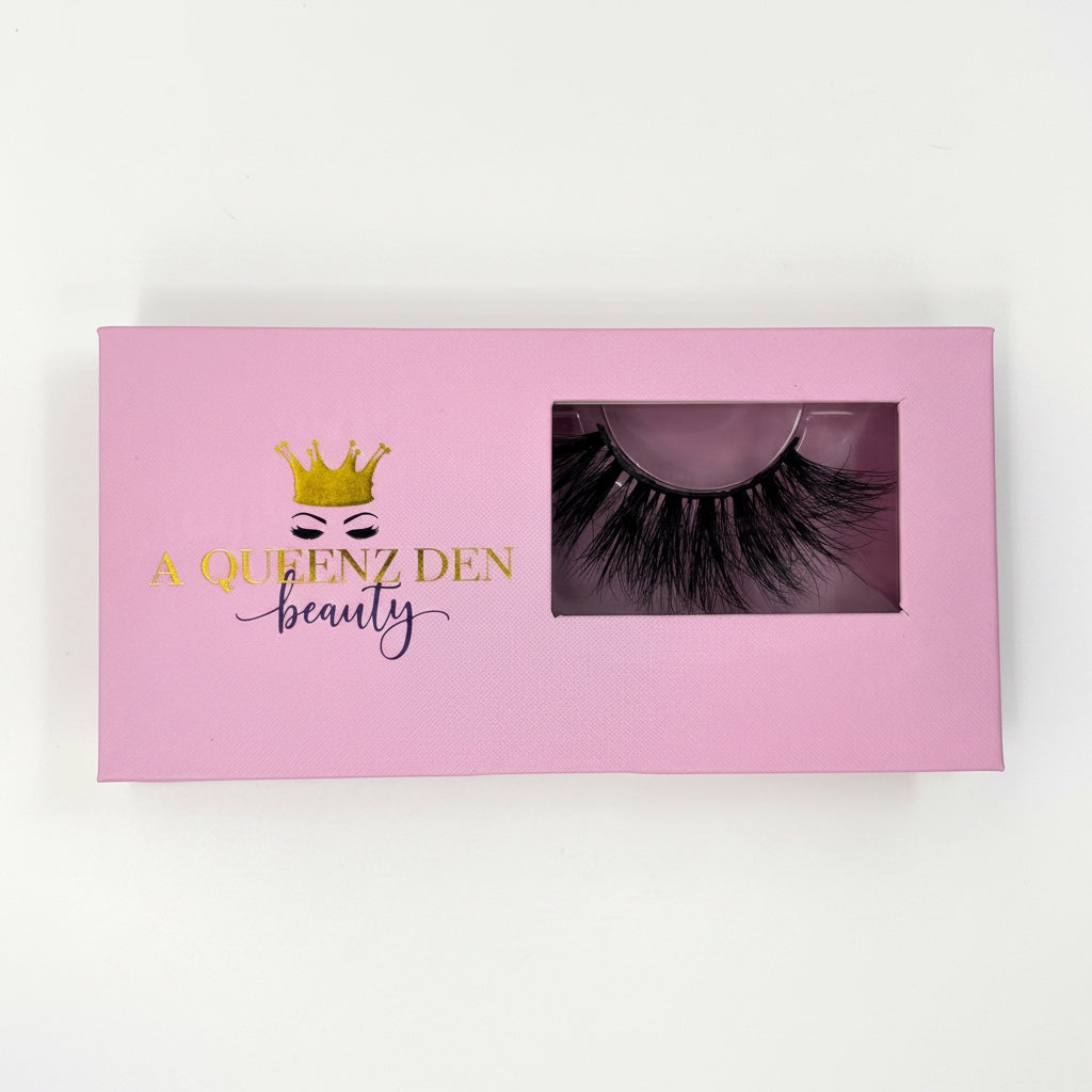 AQueenzDen Big Baus fluffy mink false lashes, handcrafted for a voluminous look.