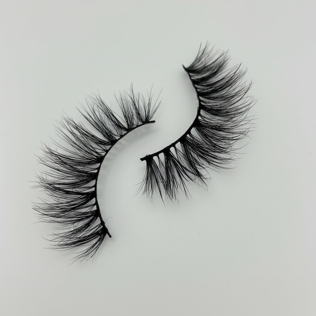 AQueenzDen Goddess Real Mink Fluffy Lashes, handcrafted for a voluminous, dramatic look. Cruelty-free mink.