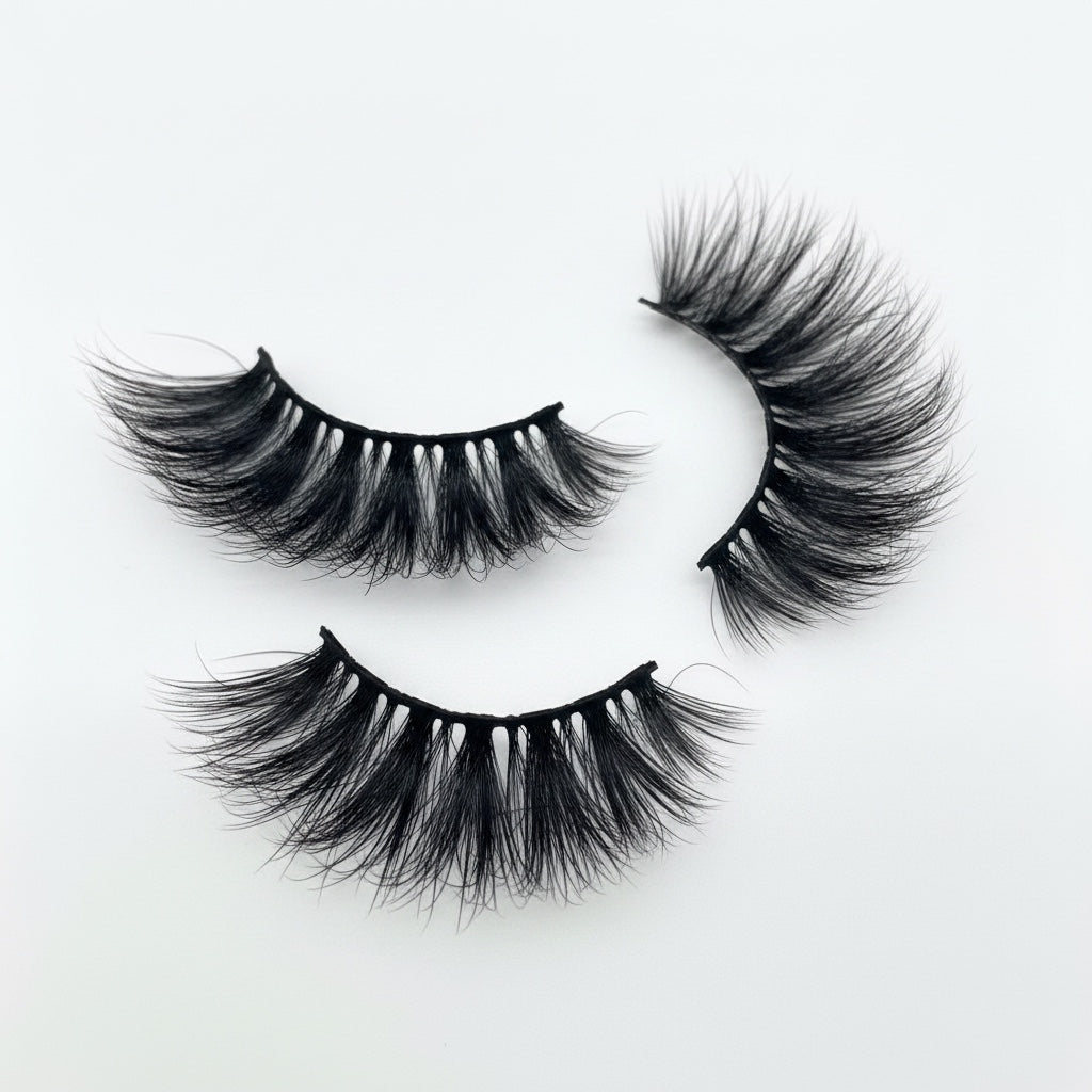 AQueenzDen Lux Real Mink Fluffy Lashes - full, voluminous, black, cruelty-free mink false lashes