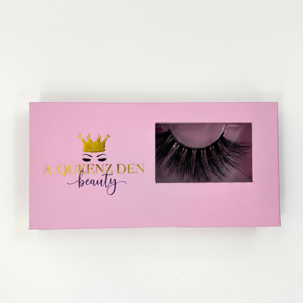 AQueenzDen Lux Real Mink Fluffy Lashes, handcrafted for a bold, voluminous look. Cruelty-free mink.