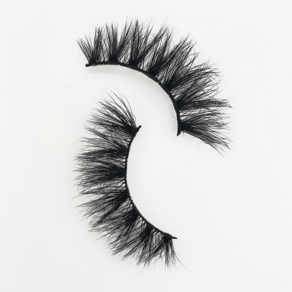 AQueenzDen Queen Tings Real Mink Fluffy Lashes, handcrafted for a full, voluminous look. Cruelty-free mink.
