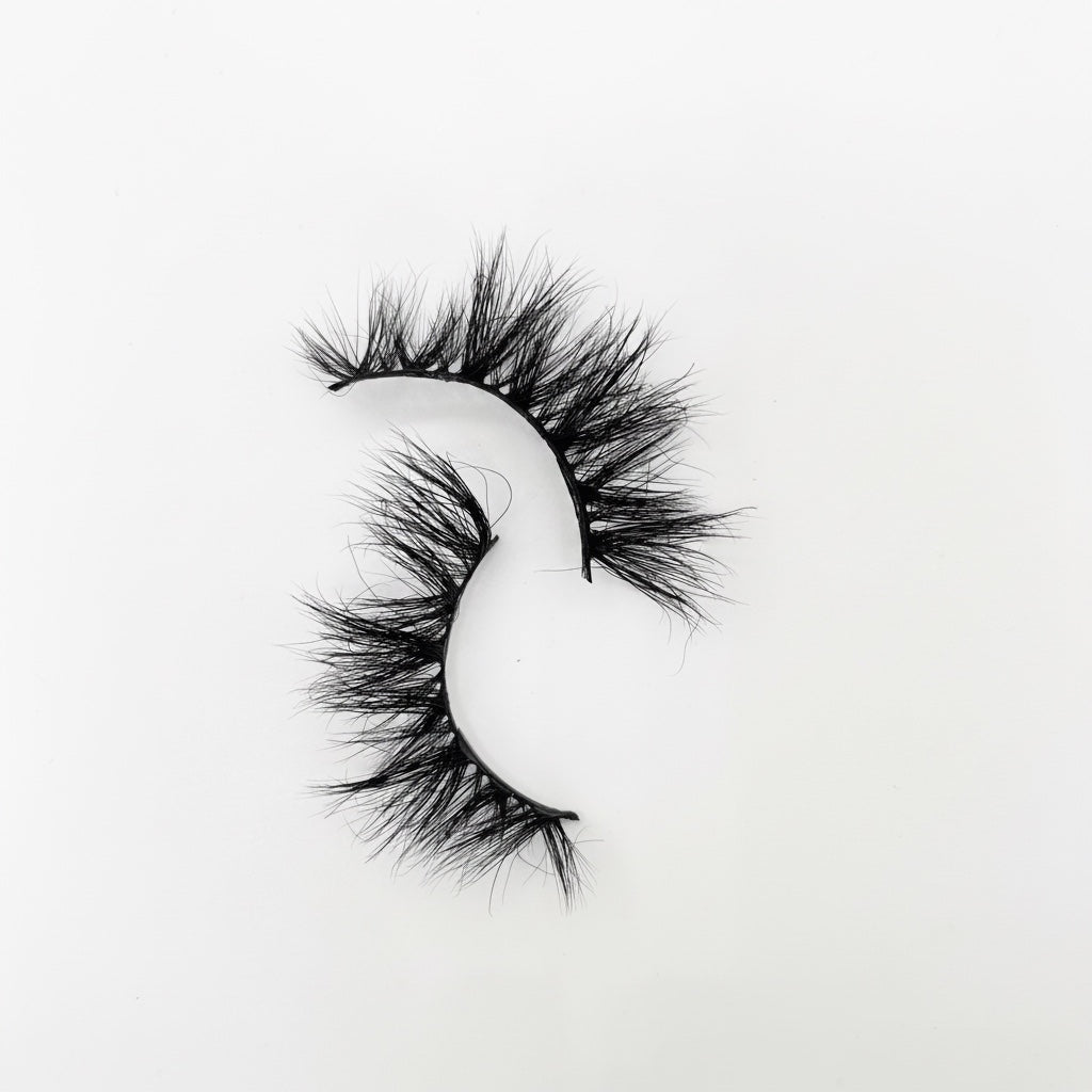 AQueenzDen Tiara Real Mink Fluffy Lashes, handmade, cruelty-free, voluminous, soft, feathery, and wispy for a glamorous look.
