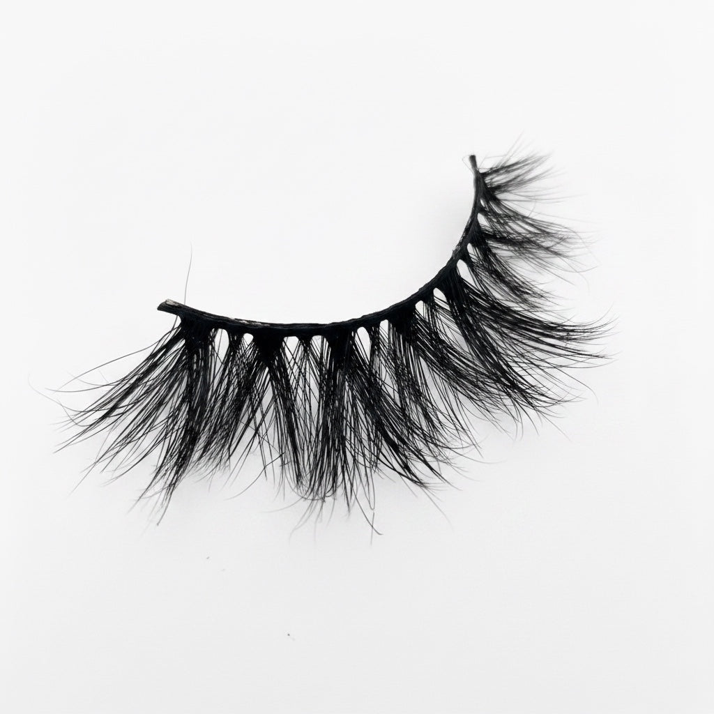 AQueenzDen Tiara Real Mink Fluffy Lashes with a voluminous, feathery, and wispy design for a glamorous look.
