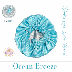 Adult Silky Satin Double Layer Bonnet-Reversible Ocean Breeze