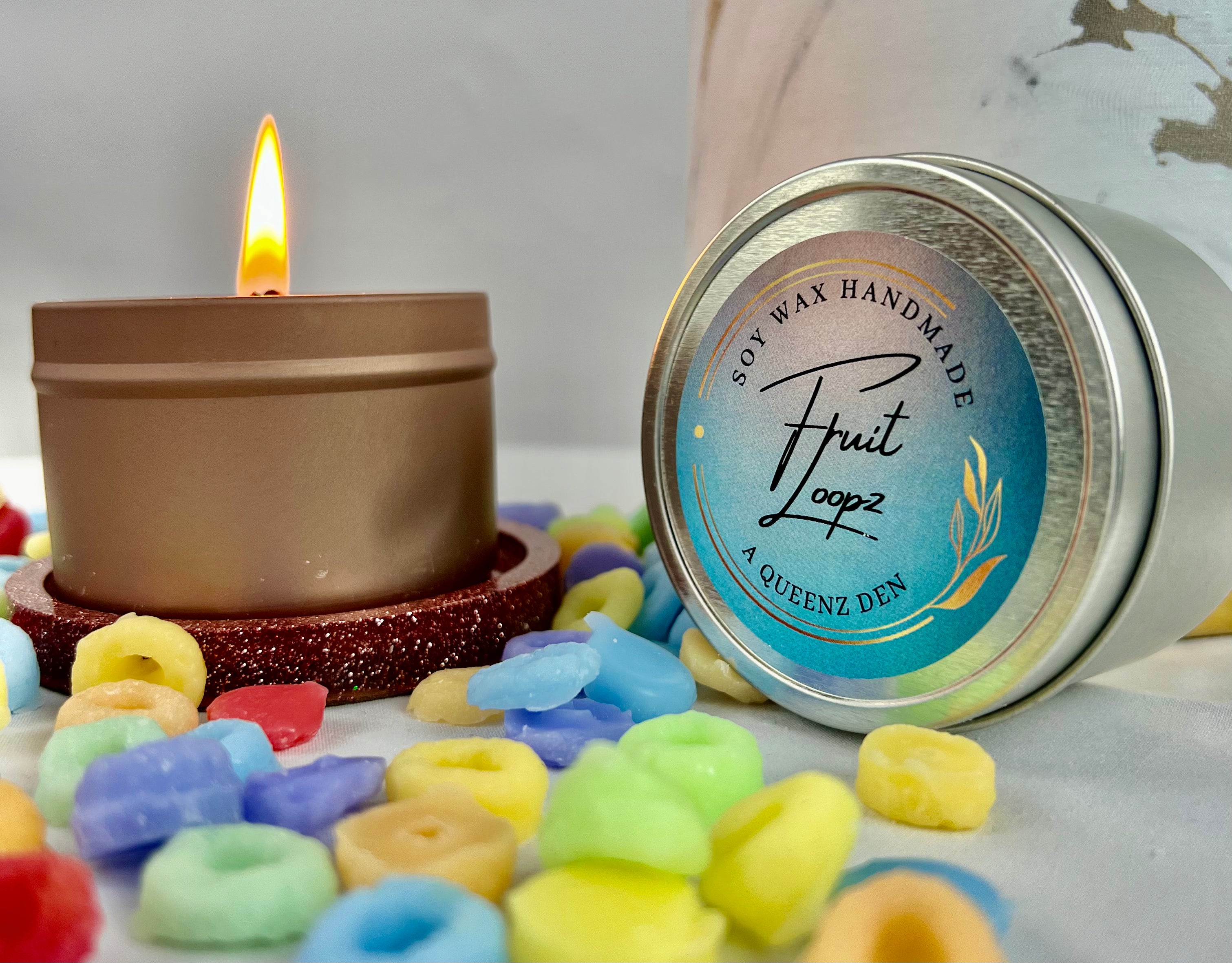 100% Soy Wax Candle- Fruit Loopz Candle- Highly Scented - AQueenzDen