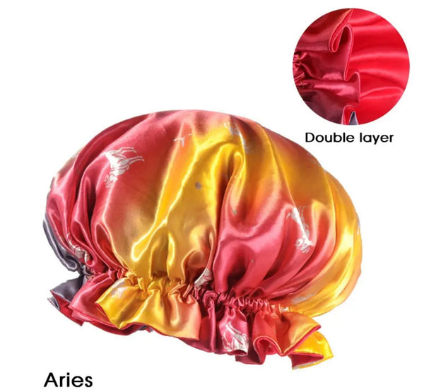 Zodiac Double Layer Satin Hair Bonnet Aries