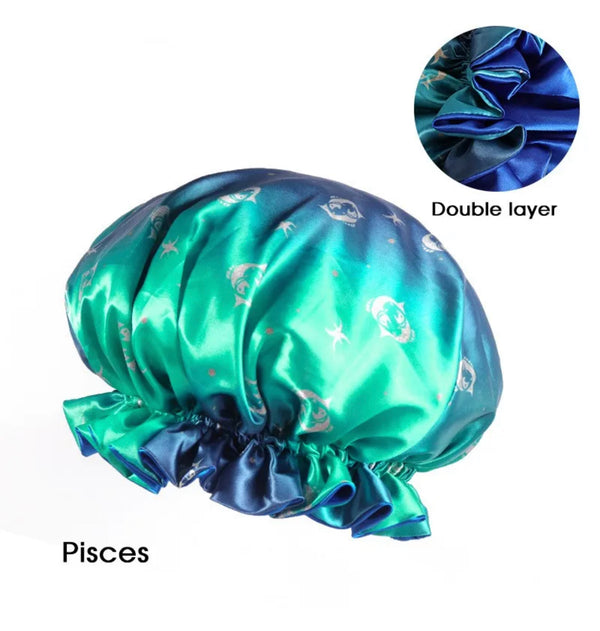 Zodiac Double Layer Satin Hair Bonnet Pisces