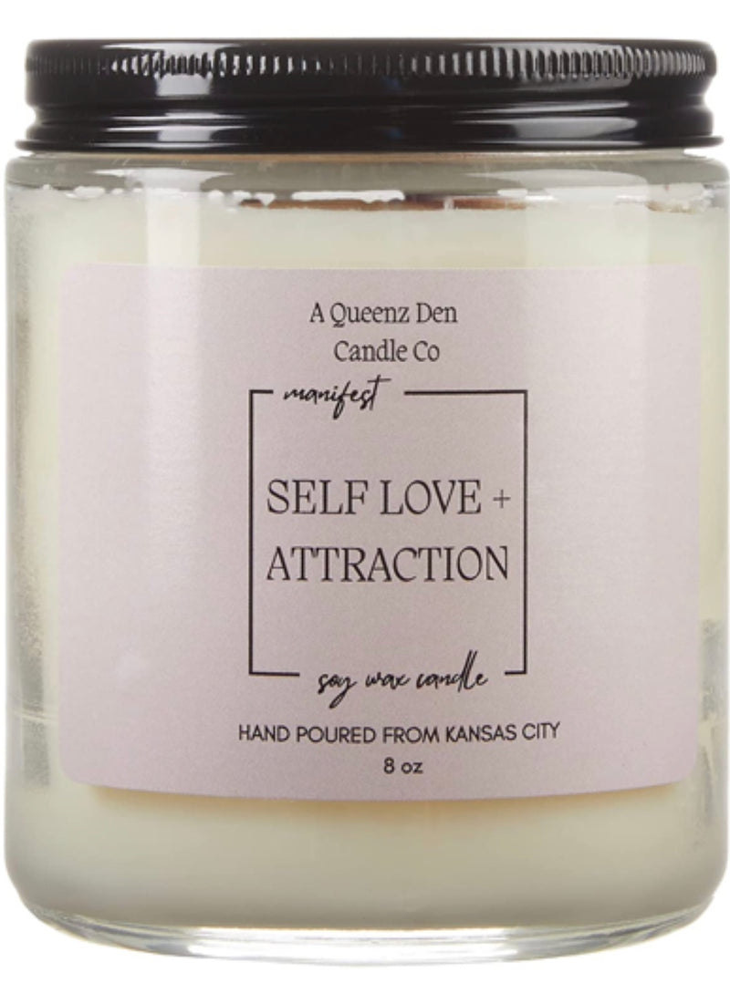Manifest Soy Wax Candle- Affirmation Candle- Meditation Candle-Self Love + Attraction - AQueenzDen