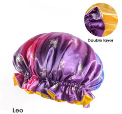 Zodiac Double Layer Satin Hair Bonnet Leo