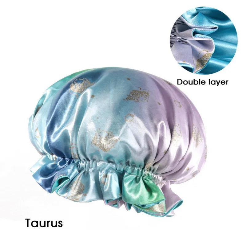 Zodiac Double Layer Satin Hair Bonnet Taurus