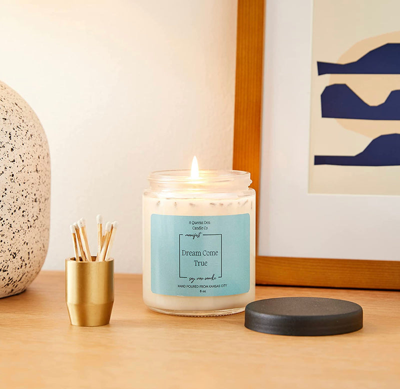 Manifest Soy Wax Candle- Affirmation Candle- Meditation Candle- Dream Come True - AQueenzDen