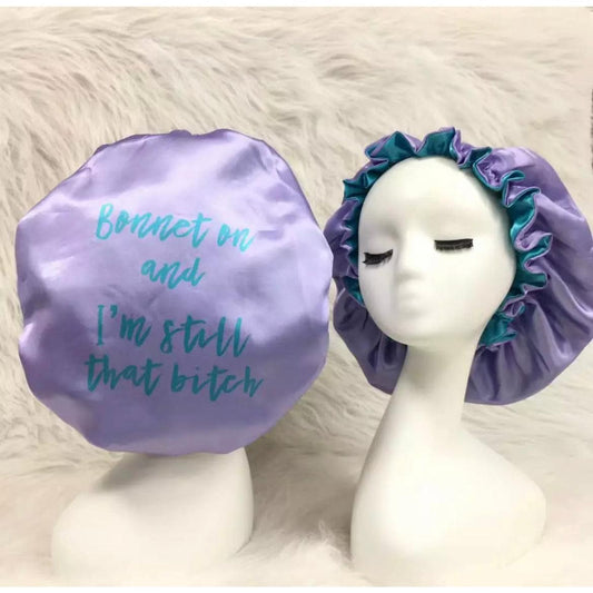 Custom Double Layer Reversible Satin Bonnet